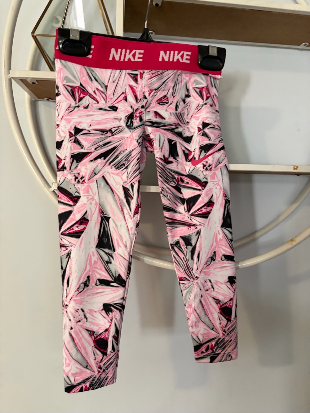 Nike Pro Toddler 4 Pink Black and White Abstract Girls' Athletic Leggings NWT